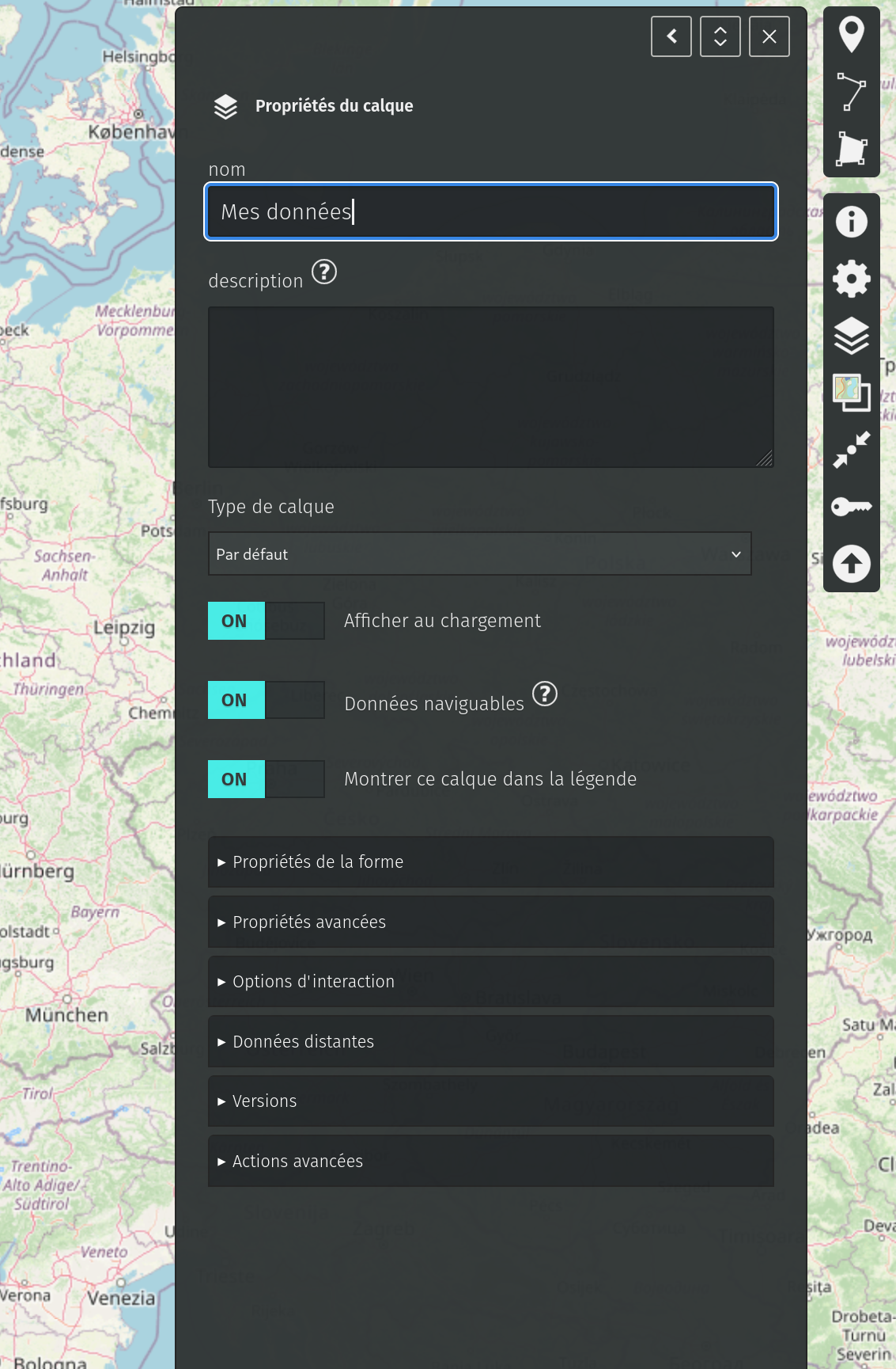 Interface pour ajouter un calque dans uMap avec un nom.