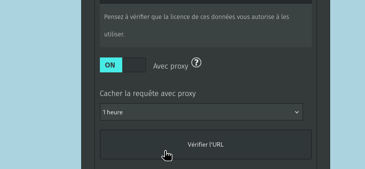 Interface pour ajouter un calque dans uMap avec un proxy.