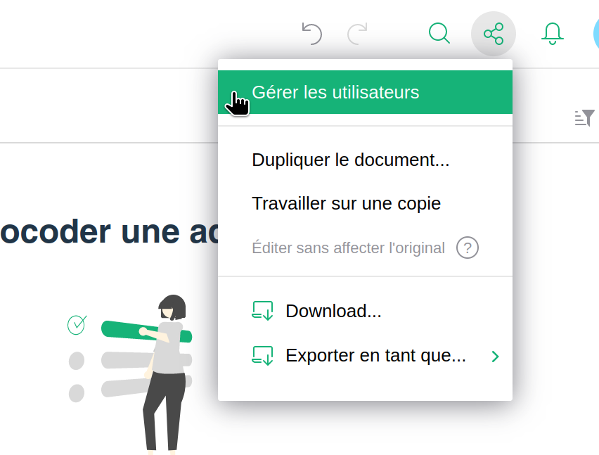 Interface pour gérer les utilisateurs dans Grist.